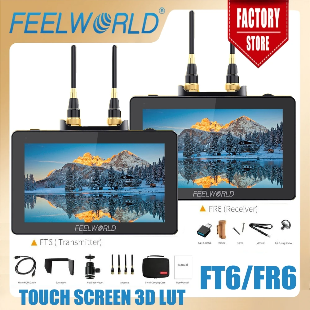 Feelworld FT6 FR6 Draadloze Video Transmissie Systeem 5.5 Inch Met Zender Ontvanger Dslr Camera Veld Direct Ac Dp Monitor
