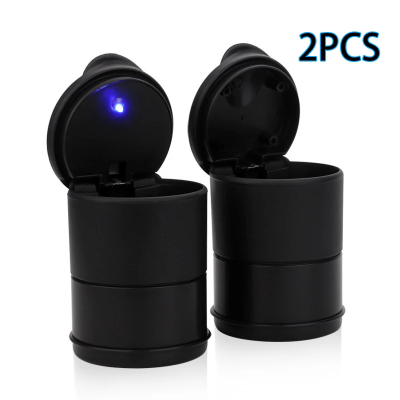 Car Portable Ashtray Holder Plastic Cup Flame Retardant Cigarette LED Ashtray Storage Case for Auto Home Smoking Accessory 2PCS car ashtray