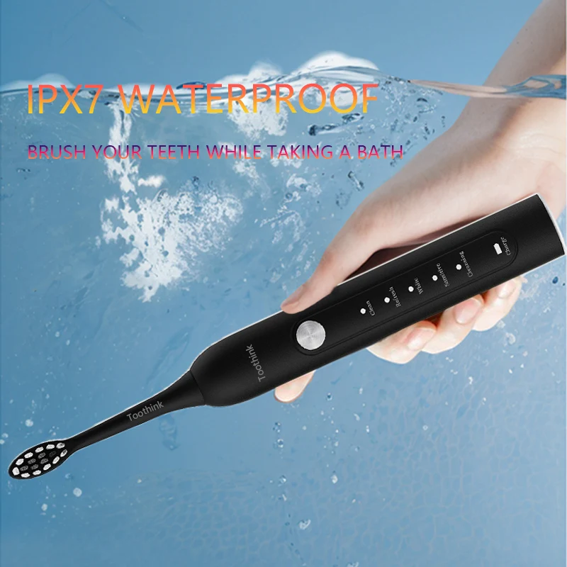 Escova de dentes elétrica sônica ipx7, à prova d'água, branqueadora, cuidados bucais, recarregável, automática, poderosa escova de dentes inteligente para adultos 4