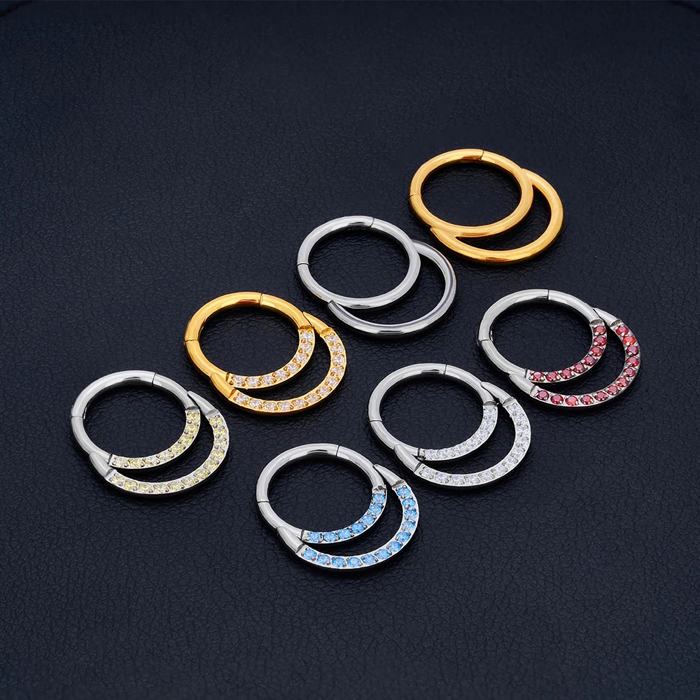 10Pcs ASTM F136 Titanium Piercing Clicker Segment Hoop Nose Rings Earrings Nose Septum ragus Cartilage Helix Lip Ear Piercing