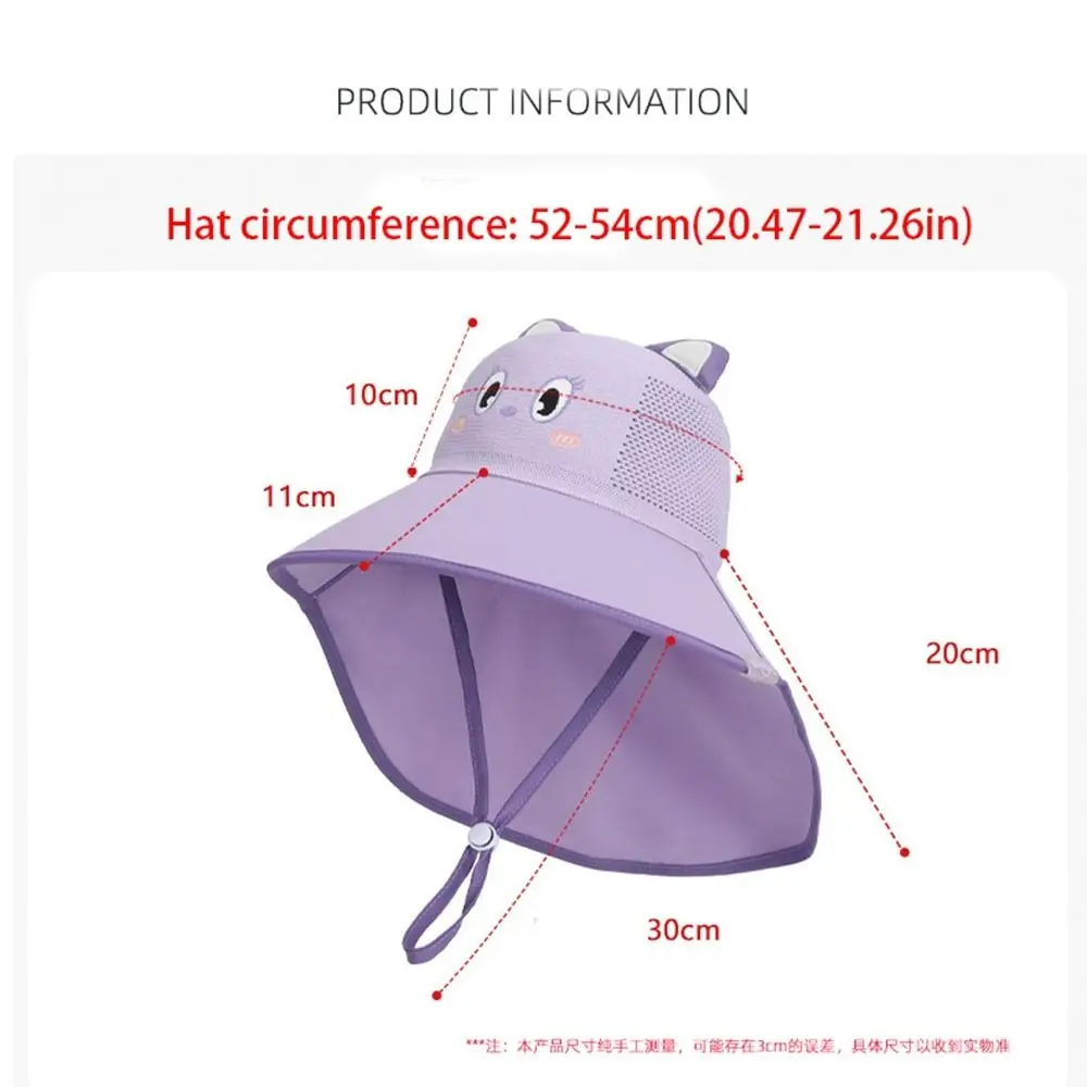 Big Brim Baby Fisherman Hat Extended Shawl Sun Protection Sunscreen Hat Bucket Cap Cartoon Children Beach Cap Outdoor