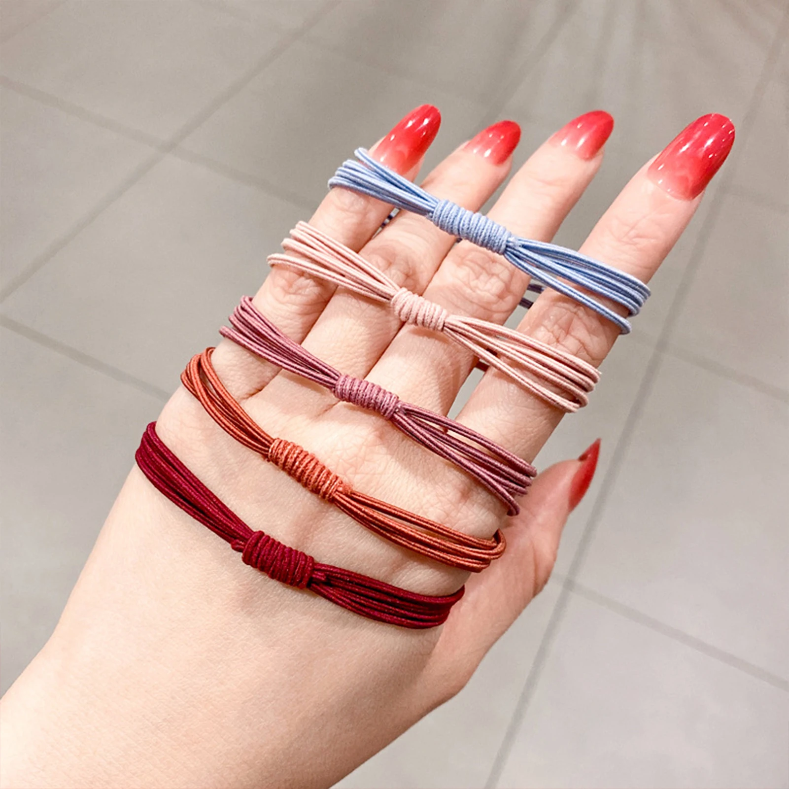 10 Stück hochelastische Haargummis, einfache Pferdeschwanzhalter, keine Schäden, Haarbänder für Frauen und Mädchen, täglicher Gebrauch, Haarringe, gemischte Farben – Detail 2