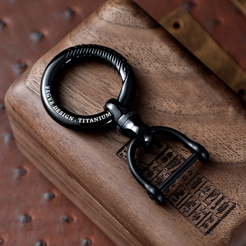 Sleek Black Titanium Luxury Keychain - Lightweight EDC Jewelry for Keyring Holder & Stylish Gift