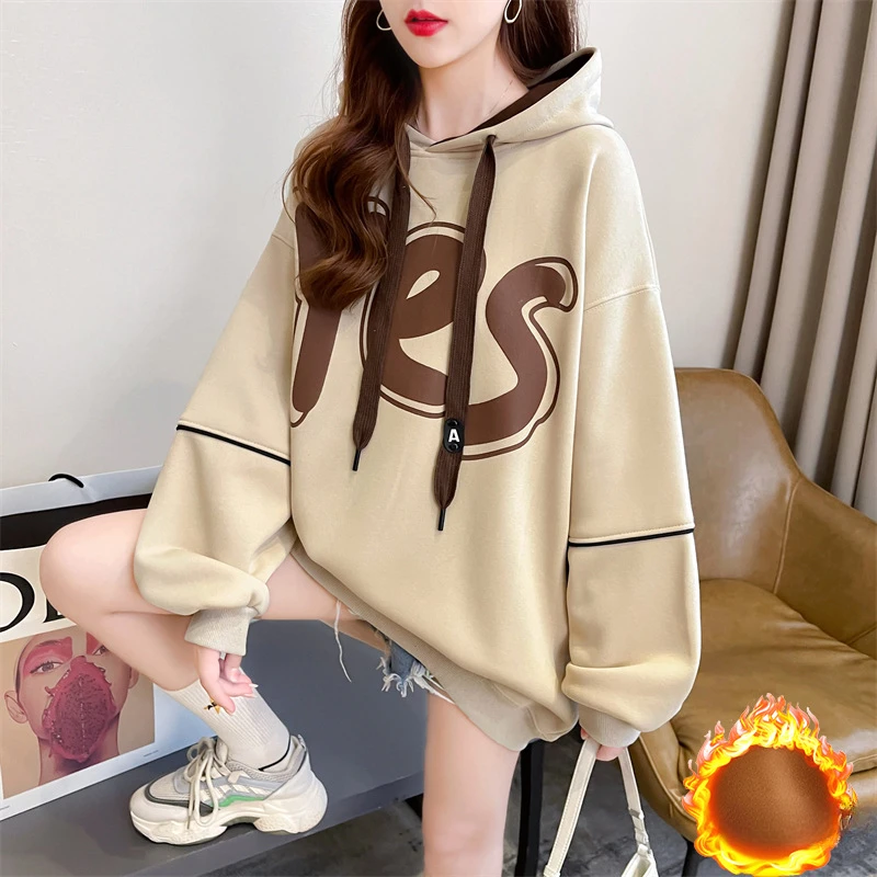 Double Layer Hooded Sweater Women's Fall and Winter 2023 New Women's Loose Padded and Thickened Jacket Sweater