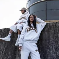Haute rue mode imprimé léopard lettre brodée hommes vêtement de sport Y2K américain décontracté rétro sweat à capuche tendance vêtements amples 5
