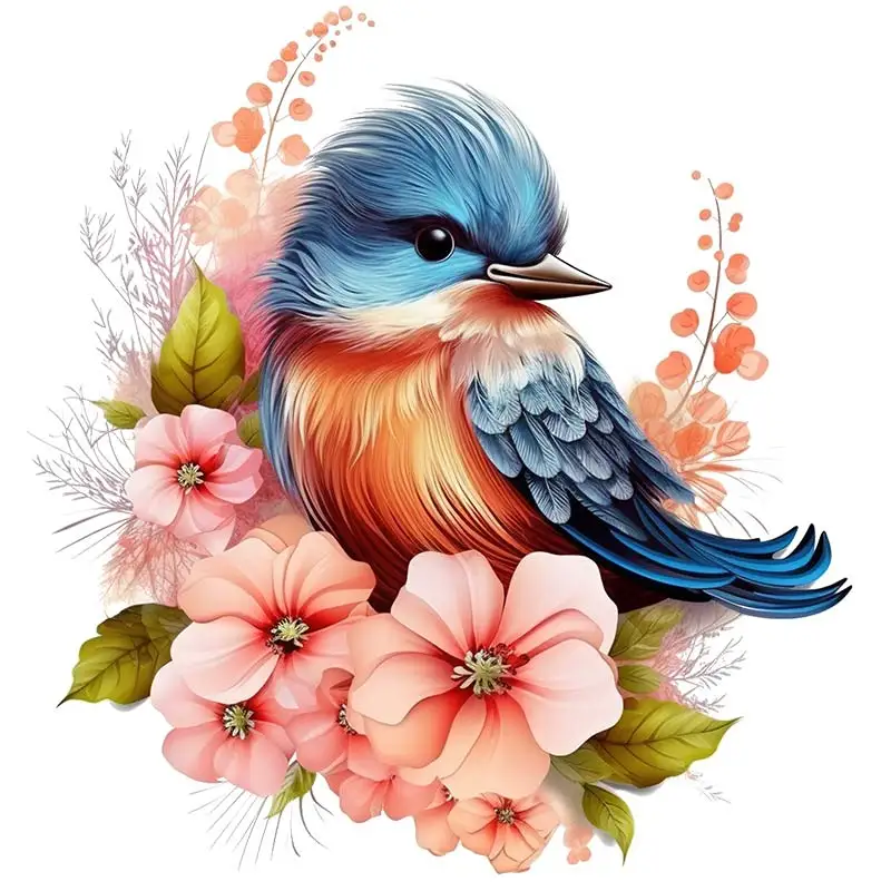 Hand-Painted Pink Flowers And Birds on Branches Toilet Bathroom Toilet Cover Sticker Wall Stickers Wc Home Decoration S218