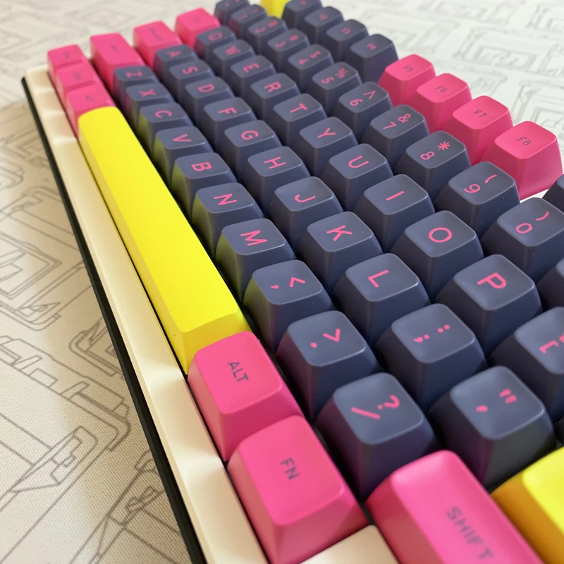 Chaves Conjunto Abs Perfil Duplo Tiro Keycaps Gmk Retrowave Chave Tampões com Iso Entrar 7u Barra de Espaço 172 - Imagem 4