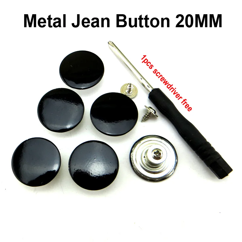 8 Sets Replacement Jean Buttons for Jeans,No Sew Removable Metal Button for Jeans,20mm Button Repair Kit with Screwdriver,Packed in Plastic Storage