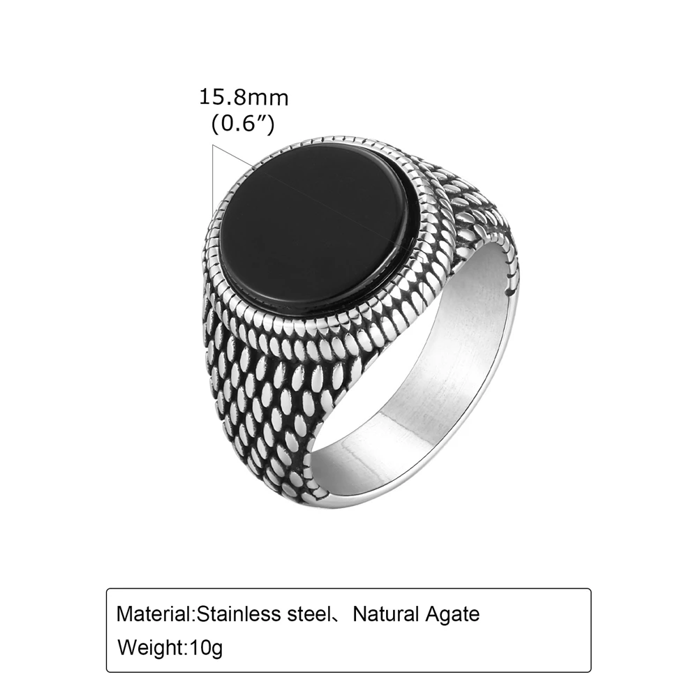 Men's Punk Dragon Scale Signet Ring Stainless Steel Vintage Jewelry with Tiger Eye Stone & Turquoise Gothic Gifts for Boyfriend