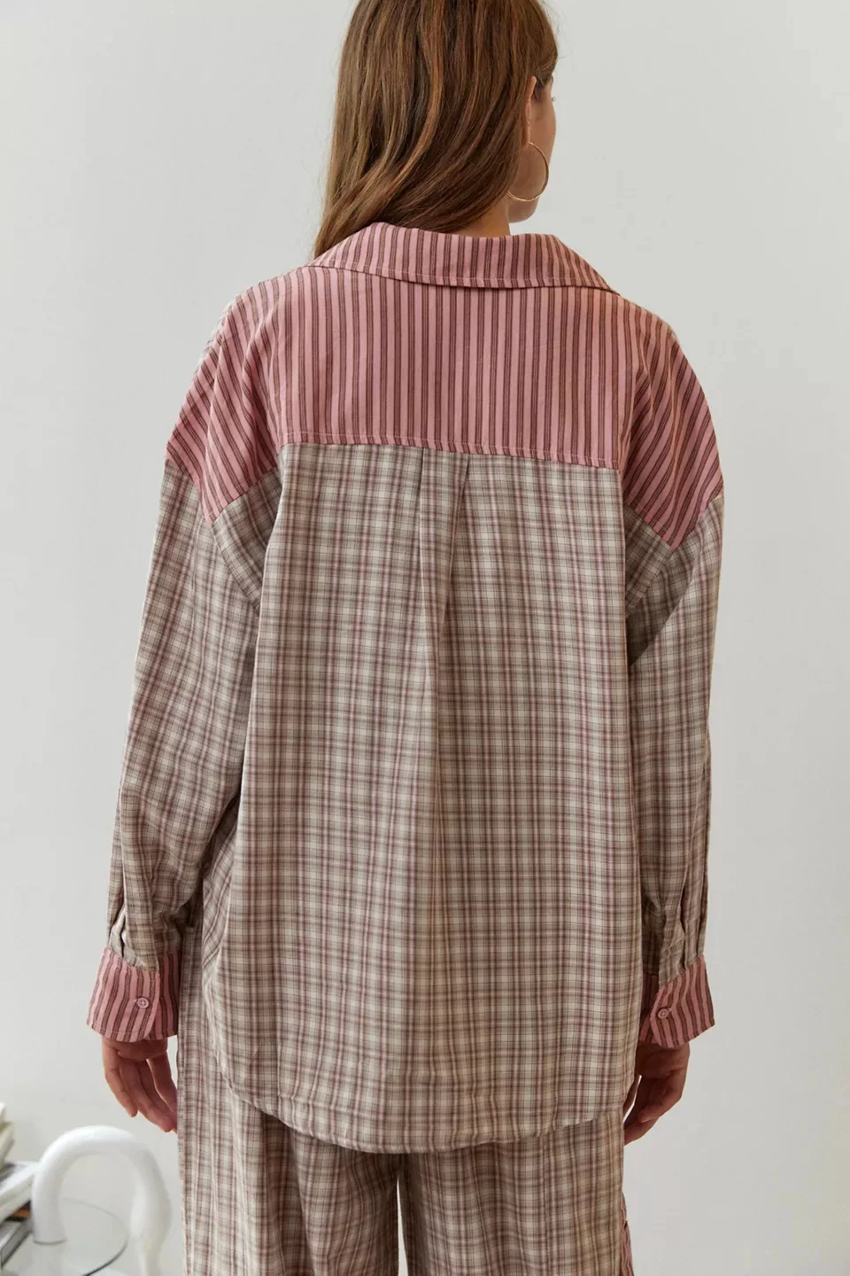 Womens Pajamas Two Piece Sets Plaid Loungewear Sets Button Down Nightshirts Casual Loose Sleepwear