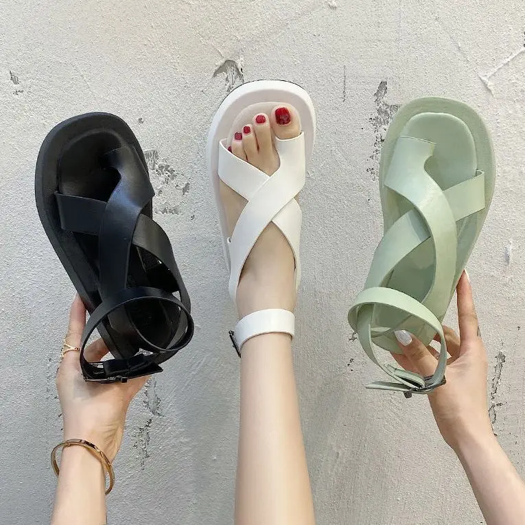 Women's Sandals 2024 Summer Solid Color Comfortable Female Beach Shoes Chunky Sandalias Non-Slip Shoe Platform Zapatillas Mujer