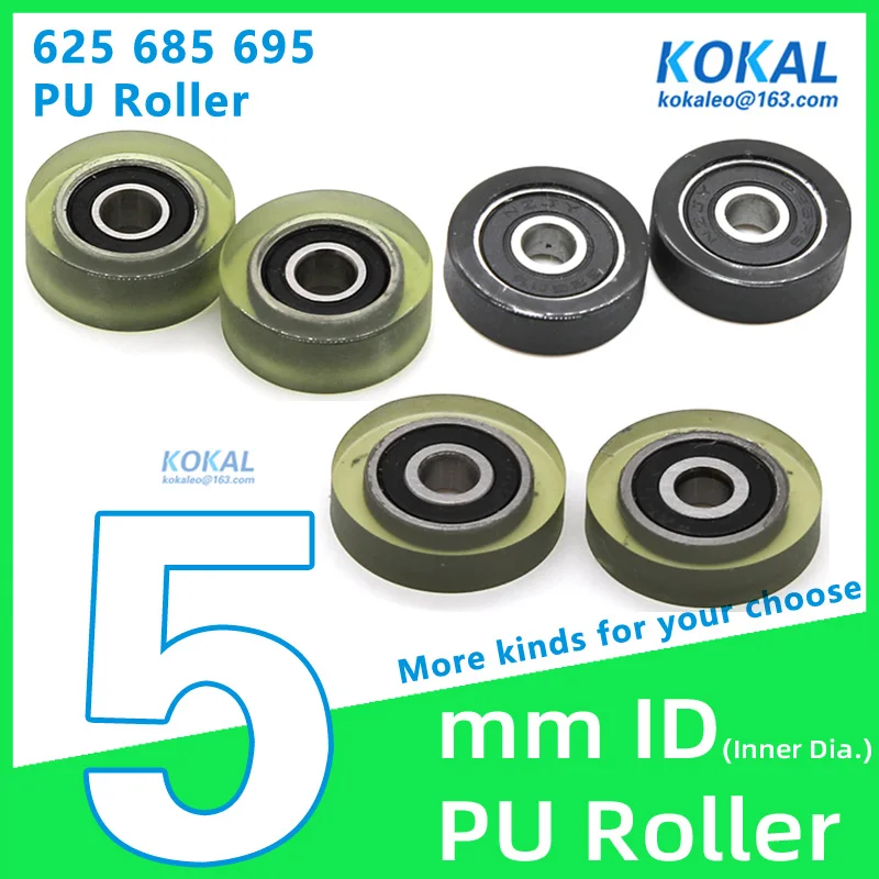 Roda de Rolo tipo Plana para Máquina de Bordar Guia de Gaveta Tpu Pyc Soft 625rs Rolamento de Esferas 5x22x5 mm 0522t 20 22 25 t 10 Pcs