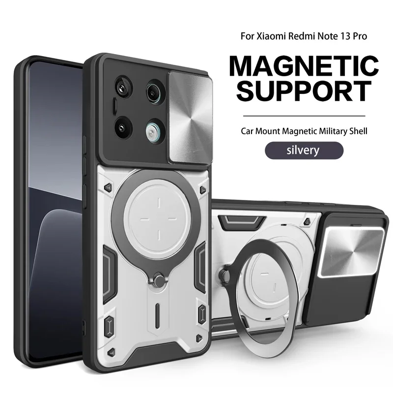Coque de protection magnétique pour appareil photo Armor Slide pour Xiaomi Redmi Note 13 12 11 10 Pro Plus Redmi Note 13 12 12S 11S 10S 5G_voghion.com