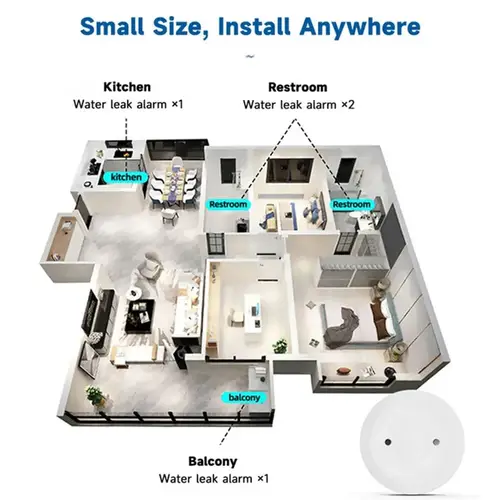 ZigBee Water Leak Sensor Flood Detector with Tuya Smart Life APP Alarm Security System Compatible with Zigbee Gateway - Image 4