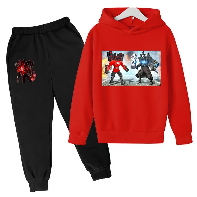 

2Pcs Set New Skibidi Toilet Hoodie Sweatshirt+Pant Suit For3-13Y Boys Girls Autumn Fashion Anime Cartoon Tracksuit Kids Clothes