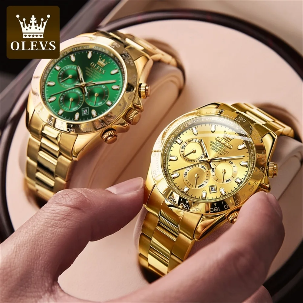OLEVS 6638 Men's Watch Luminous Waterproof Mechanical Watch For Men Stainless Steel Luxury Calendar Automatic Male Wrist Watches