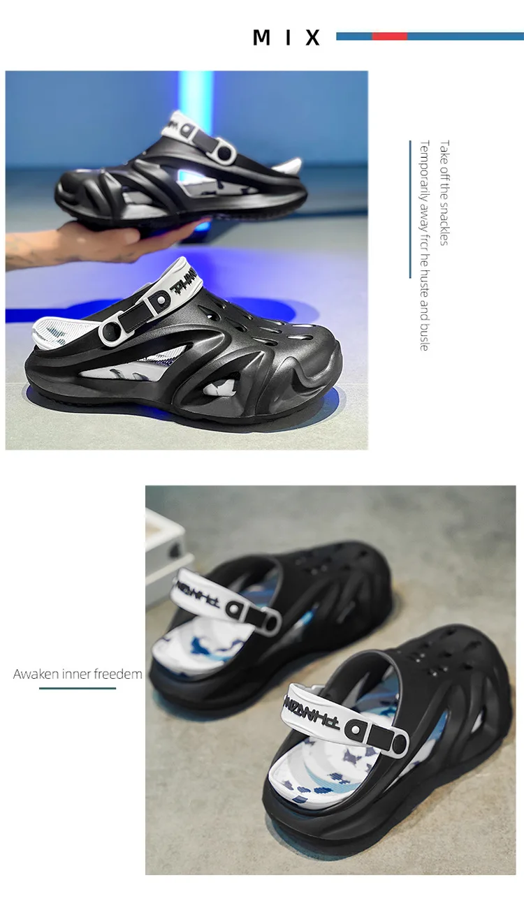جديد 2025 قباقيب رجالية صنادل صيفية شباشب رياضية شخصية مانعة للانزلاق للشاطئ سميكة القاع نمط جديد أحذية رجالية