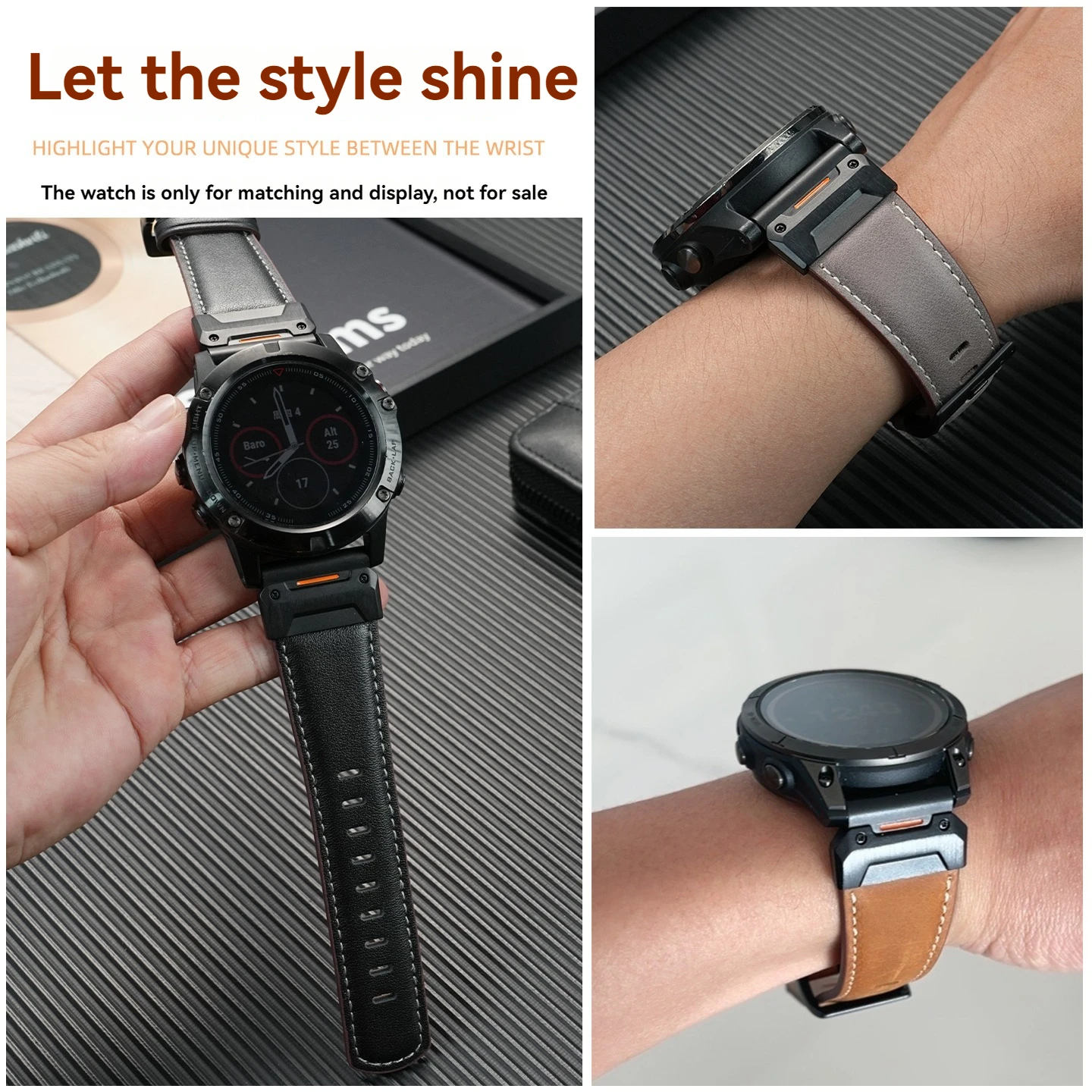 Premium Genuine Leather Quick Release Watch Strap - 22mm/26mm Cowhide Band