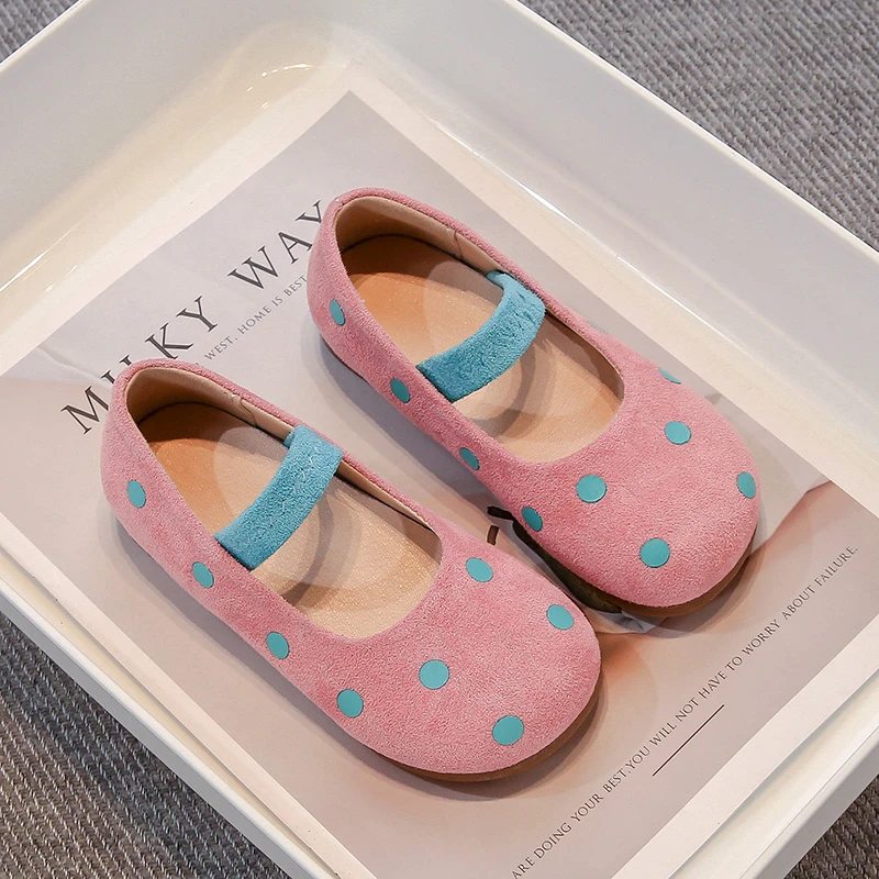 أحذية باليه مسطحة للفتيات الأميرة المخملية المرقطة...