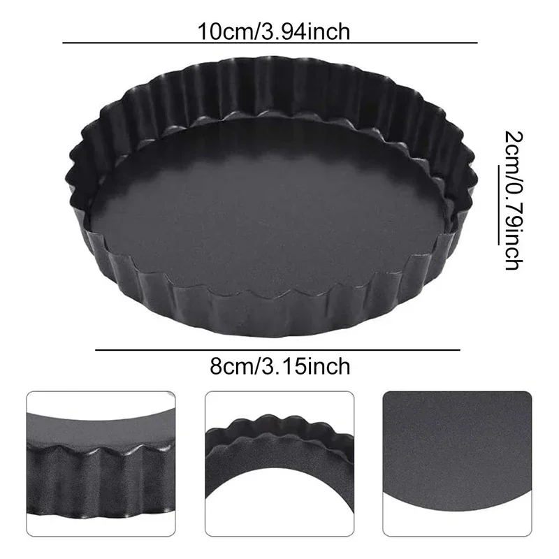 3 Inch Kitchen Non-stick Carbon Steel Cake Molds Bottom Tart Plate Round Lace Pizza Egg Tart Pie Tray Home Oven Cake Tools cake cutter