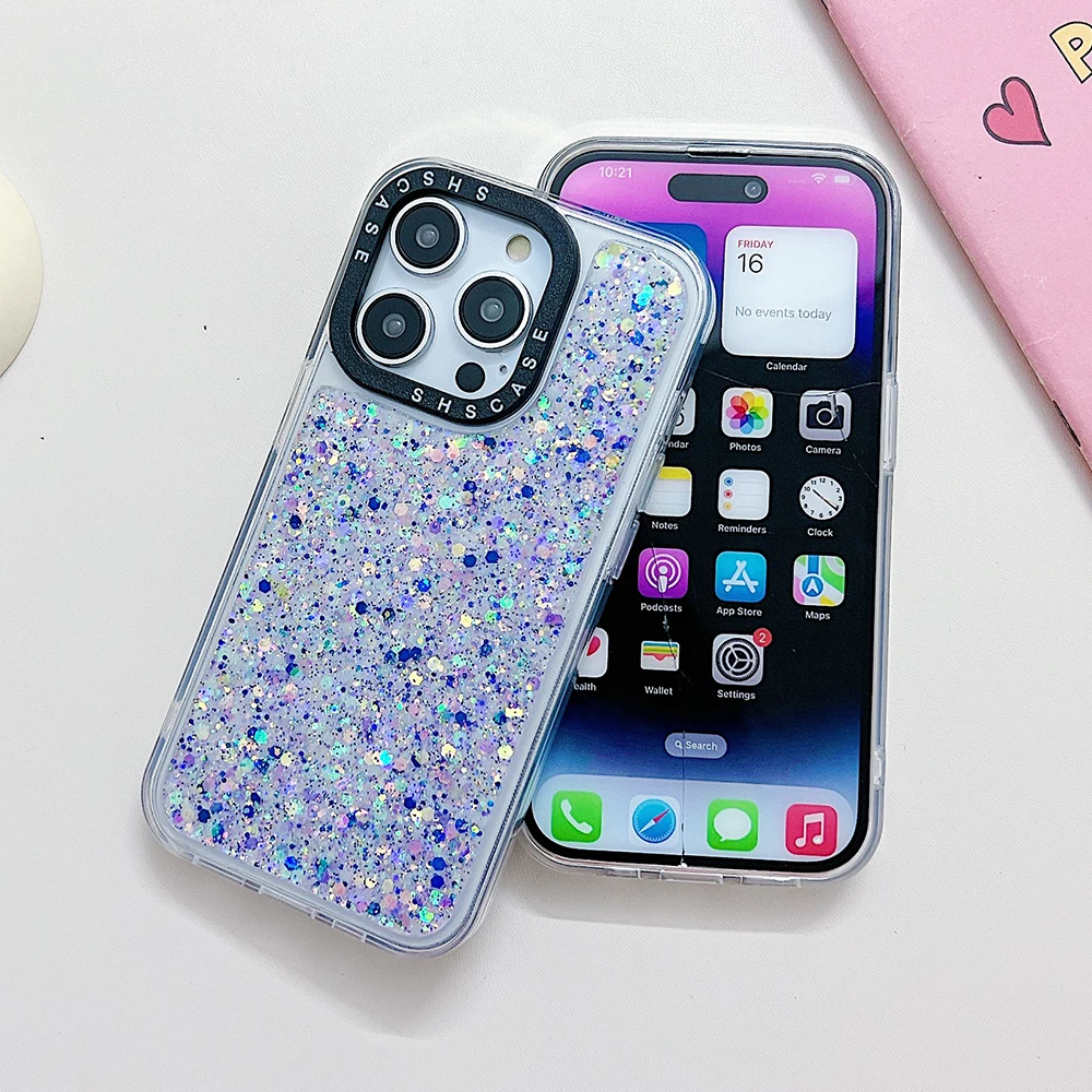 Luminous for iPhone 15 14 13 12 Pro Max Case Glow in Dark Glitter