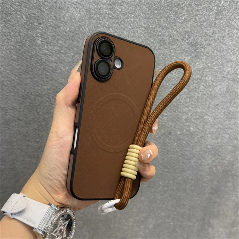 Elegant Magnetic Phone Case with Lanyard Bracelet and Wireless Charging Capability