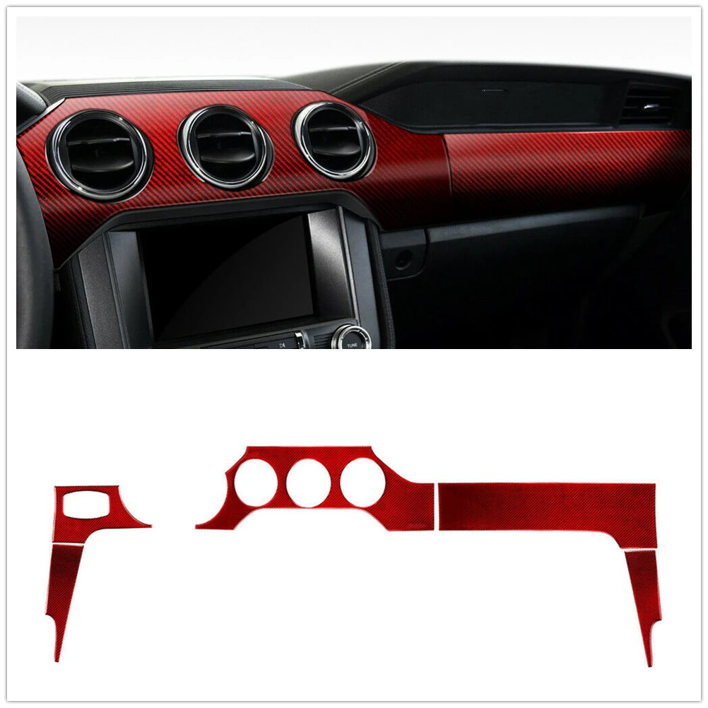 

Carbon Fiber Air Vent Panel Cover Trim Frame Sticker Dash Board Outlet Dashboard Strip For Ford Mustang 2015-2023