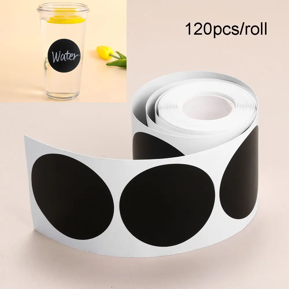 

120pcs/roll Waterproof Home Jam Jar Spice Round Labels Stickers Blackboard Label Marker Pen Bottle Tags