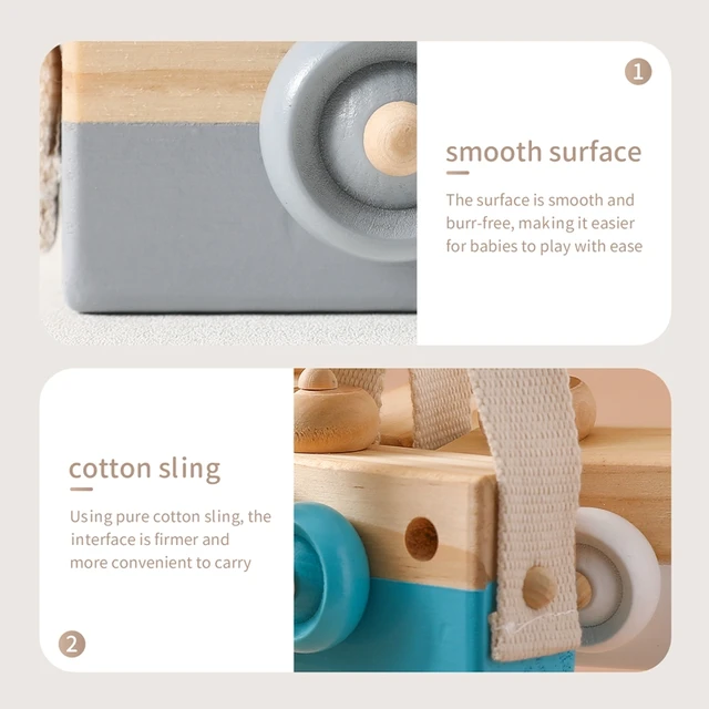 Let's Make 1pc Wooden Baby Toys Fashion Camera Pendant Montessori Toys For Children Wooden DIY Presents Nursing Gift Baby Block 5