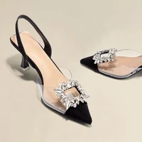 Spring and Autumn Fashion New Sexy Banquet Comfortable Crystal Transparent Solid Color Pointed Toe Women's High Heels - Image 2