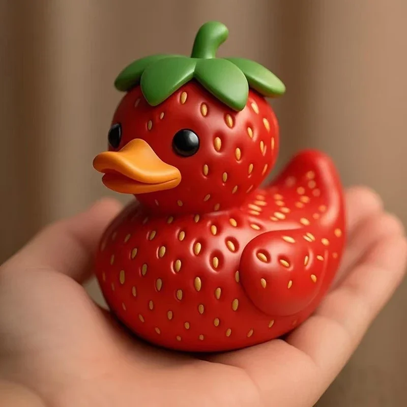 Fruit Designed Duck Figurine Resin Statue, Cute Animal Miniature for Home & Office Decoration