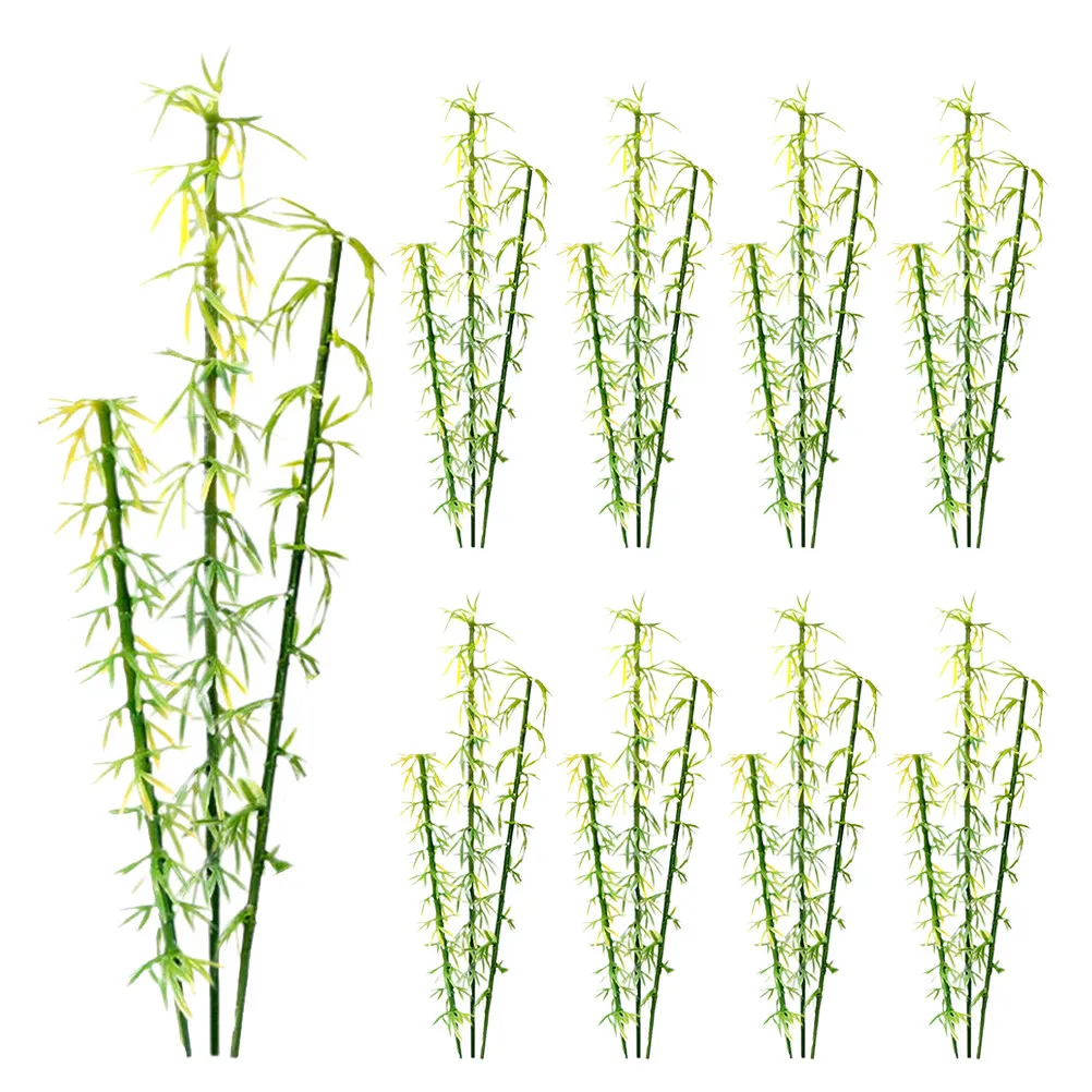 50pcs 인공 대나무 식물 모조 플라스틱 나무 장식 실물 같은 미니어처 인공 대나무 식물 파티 DIY