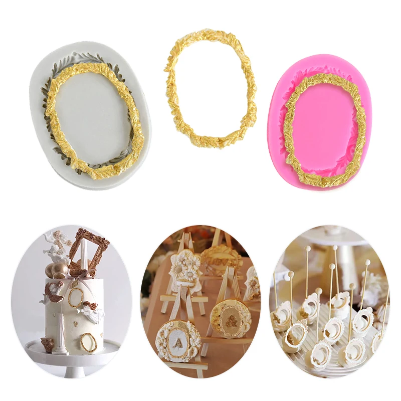 

Oval Flower Wreath Silicone Mold DIY Wreath Fondant Chocolate Sugarcraft Mould Cake Decorating Tools for Wedding Festival Party