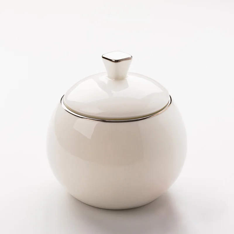 

European-style platinum ceramic storage jar creative bone china coffee sugar jar with lid food container storage suger jar