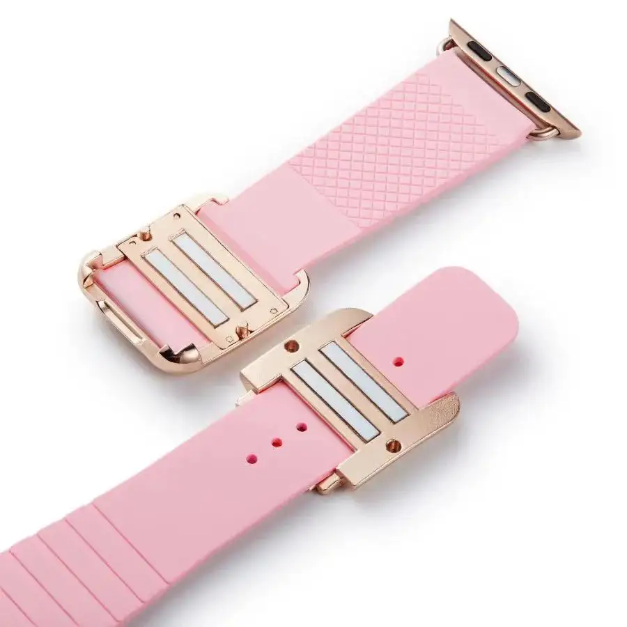 Silicone Strap for Apple Watch Ultra 8 7 6 5 4 SE band 49mm 45mm 40mm 44mm Metal Magnetic Buckle Bracelet Belt iWatch 38mm 42mm