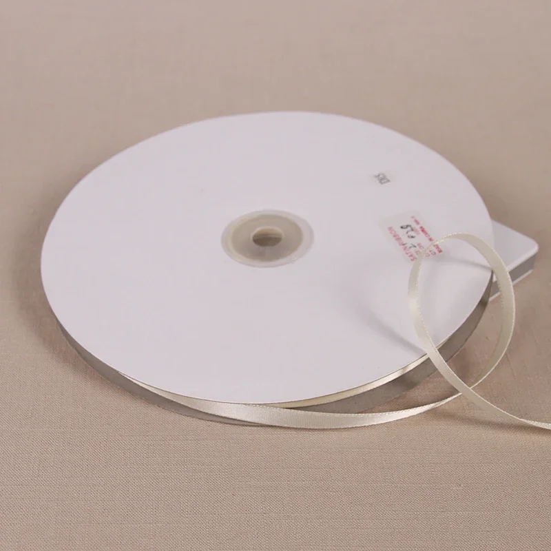 (91 meters/roll) Beige Single Face Satin Ribbon Gift Wedding Christmas Decoration DIY Webbing Card Gift Wrapping