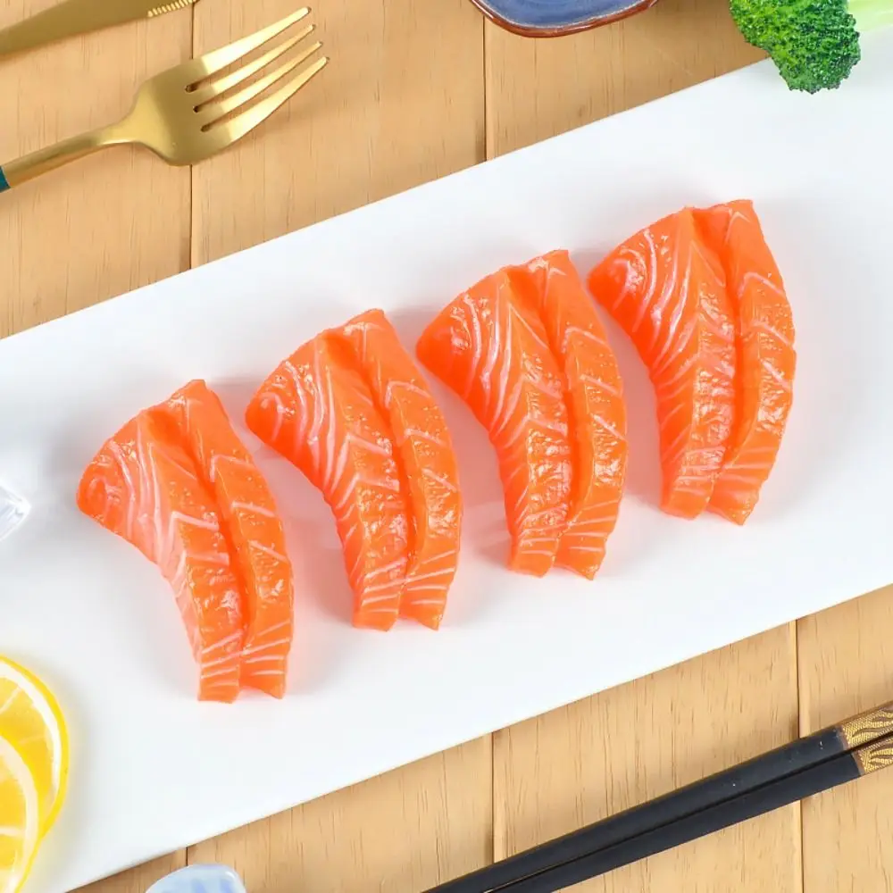 

Japanese Food Realistic Salmon Model Seafood Pretend Play Simulated Sashimi Model PVC Sushi Simulation Kitchen Toy