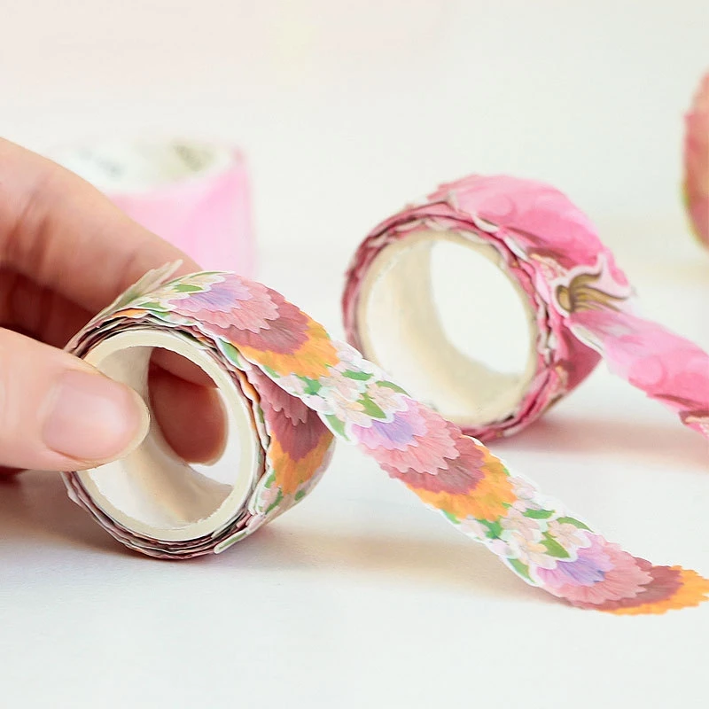 200Pcs/Roll Flower Petal Washi Tape Stickers DIY Stationery Scrapbooking Diary Decoration Paper Sticker Material Birthday Gift journamm 10pcs pack rose theme pet stickers flowers stickers diy scrapbooking collage diary aesthetics decor sticker stationery