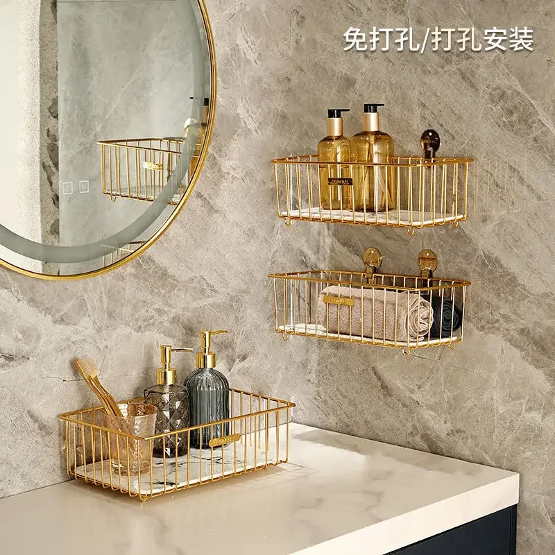 

Bathroom Toilet Rack Toilet Bath Toilet Washstand Free Punching Wall Hanging Wall Storage Rack Light Luxury Accessories Shelf