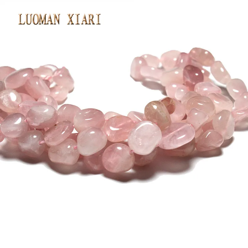 LUOMAN XIARI Irregular Natural Rose Quartz Stone Bead For Jewelry Making DIY Bracelet Necklace Material about 8-10mm Strand 15''