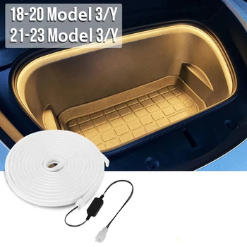 테슬라 모델 3 Y용 자동차 인테리어 LED 전후방 트렁크 조명 스트립, 자동차 트렁크 캠핑 조명, 유연한 실리콘 장식 램프