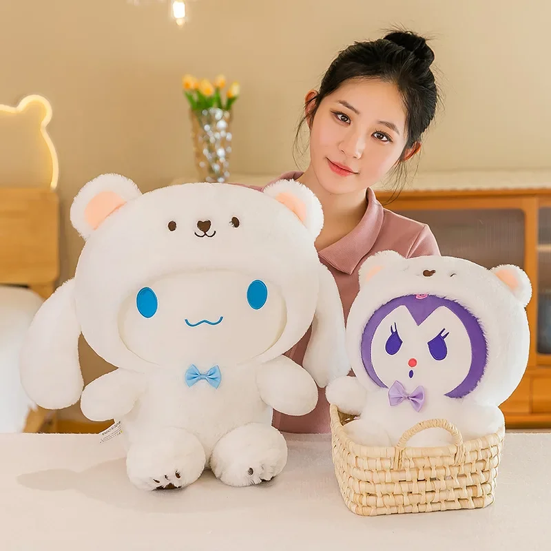 

Sanrio Kuromi Plush Toys Pillow Cartoon Anime Cute Cinnamoroll Big Eared Dog Large Plush Sitting Children Birthday Xmas Gifts