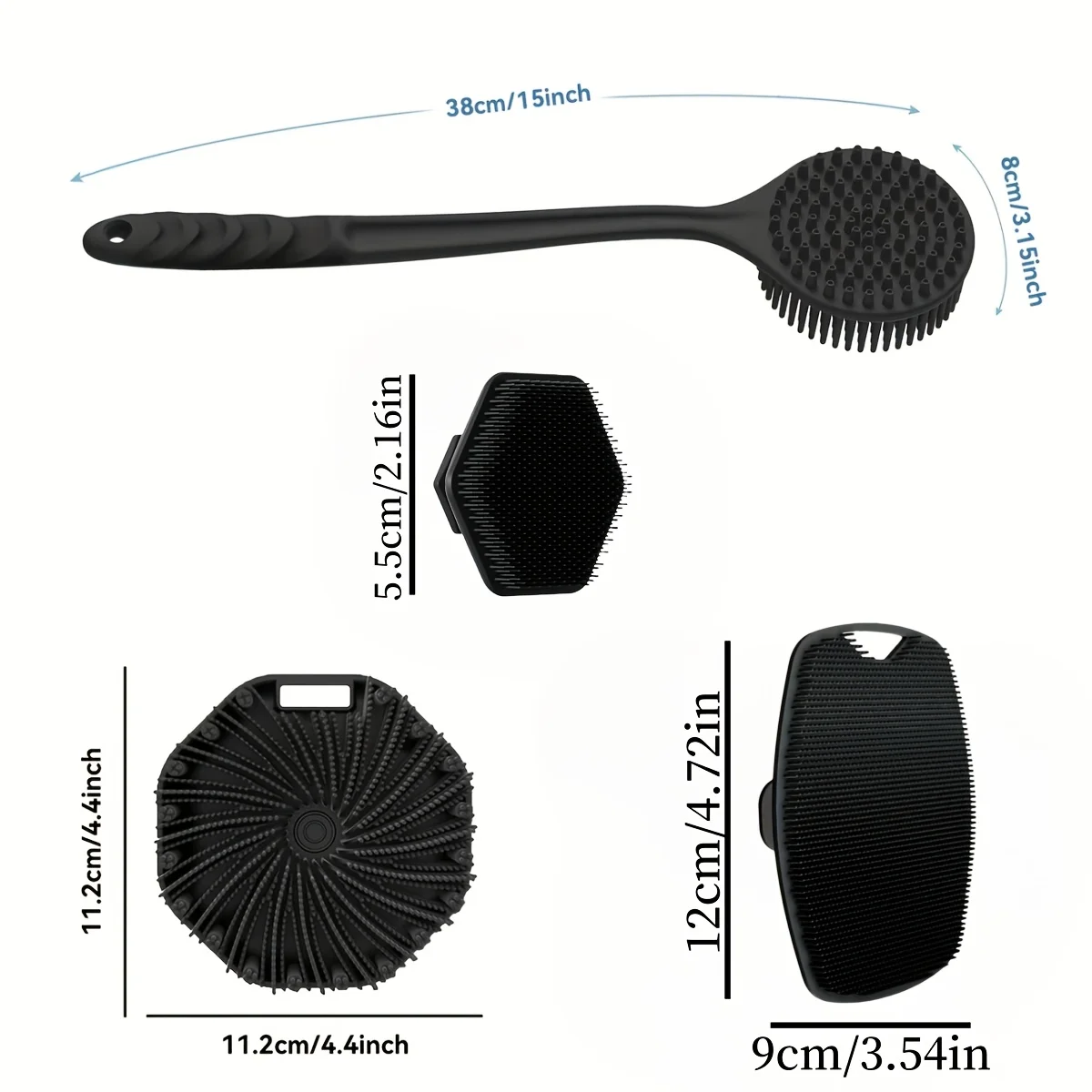 Soft Silicone Bath Brush Set with Non Slip Handle