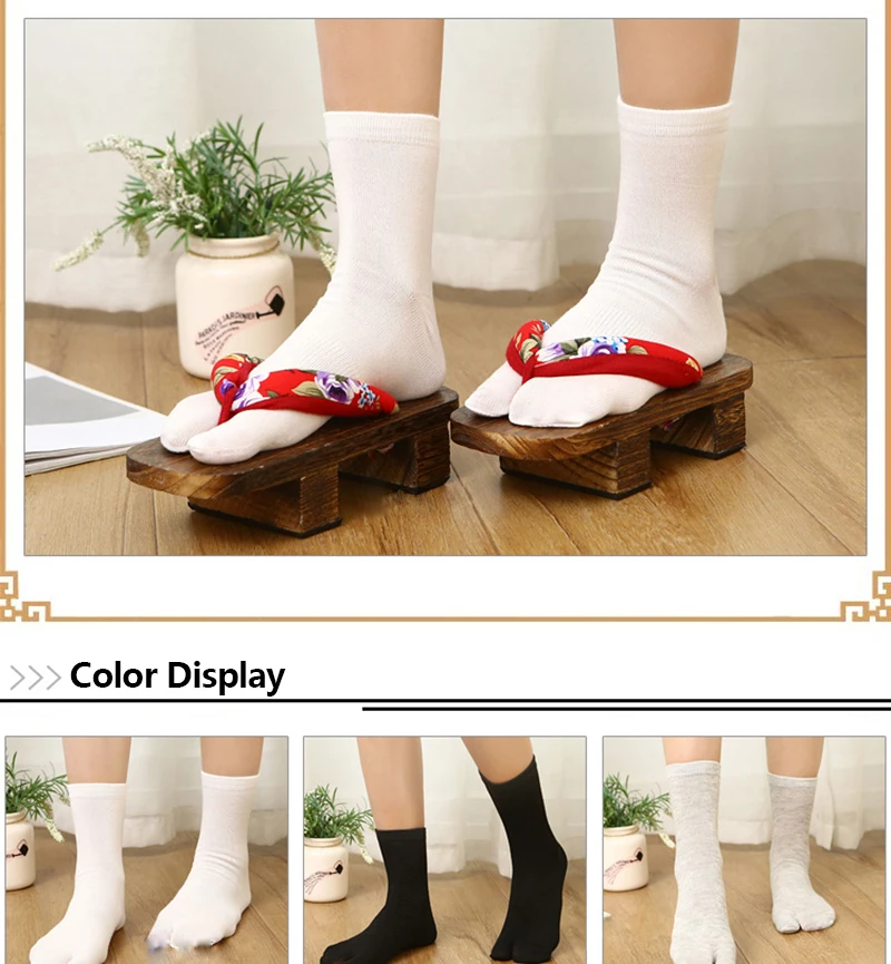 Japanische Clogs Socken Baumwolle Herren Damen Socken Sandale Split Two Toe Socke Ninja Socken KAWAI Kimono Tabi Socken Fußtasche Zehensocke – Detail 4