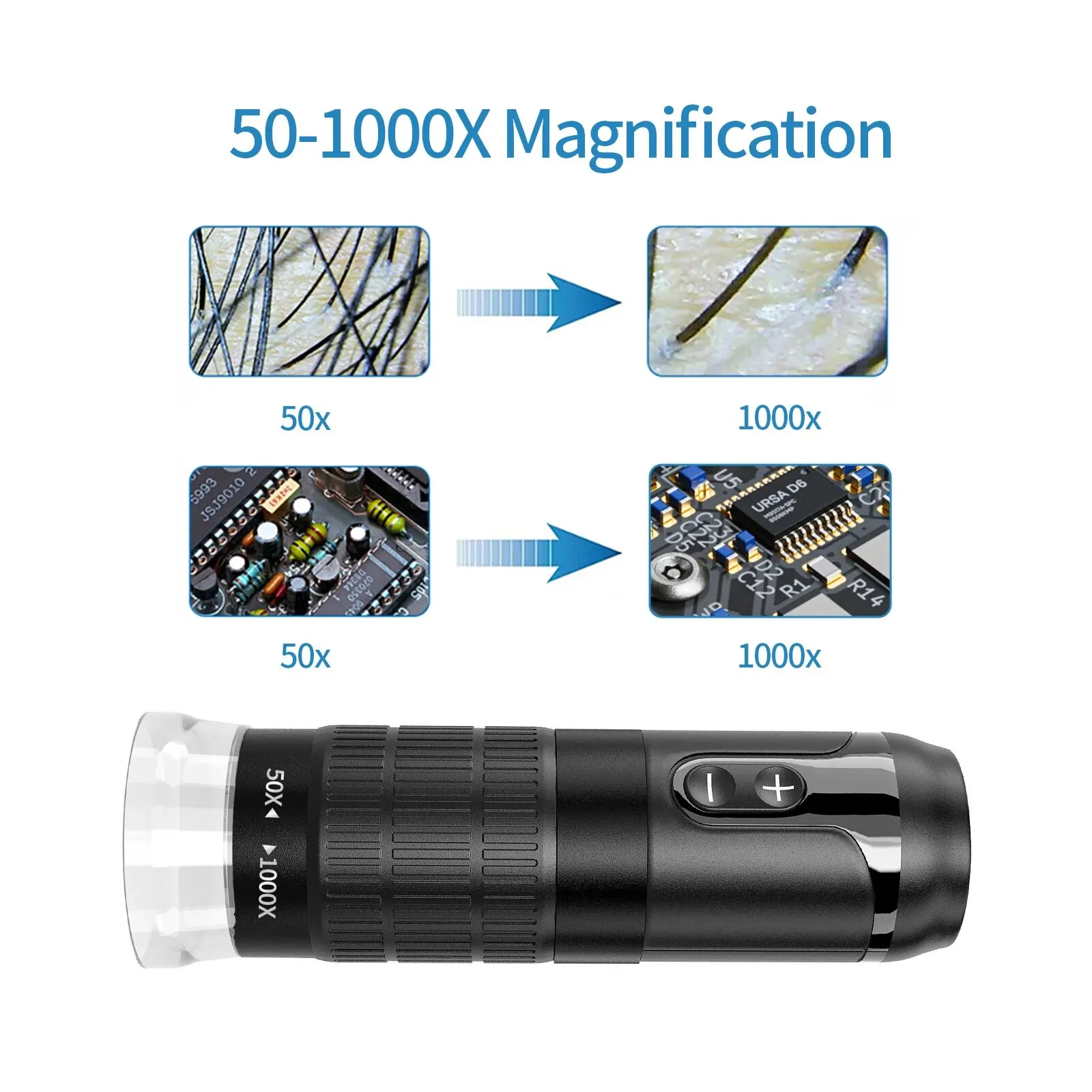 Digital Microscope Wireless Pocket Handheld USB 1000X Zoom Fixed Focus HD with LED For iPhone Android PC