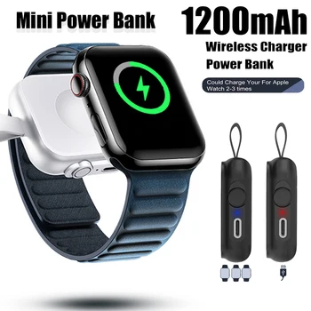 Protable Power Bank For Apple Watch Charging 1200mAh Magnetic Wireless Charger For Iwatch Series Mini Powerbank Spare Battery