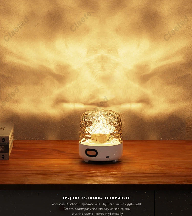 Description Picture 2 of itemNew Bedside Night Light with Bluetooth Speaker Water Pattern Projection Small Table Lamp Bedroom Romantic Atmosphere Light