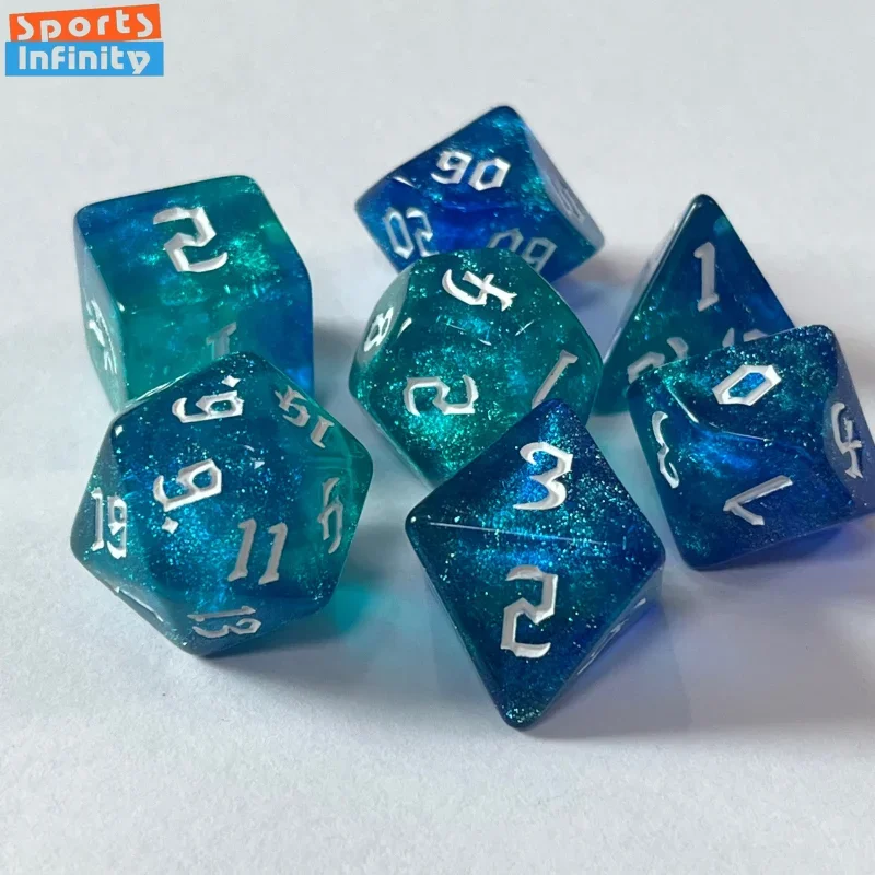 

7 Pcs Kit Two Color Polyhedral Beautiful Dice D4 D6 D8 D10x2 D12 D20 Digital Dice for Table Games Entertainment Board Game TRPG