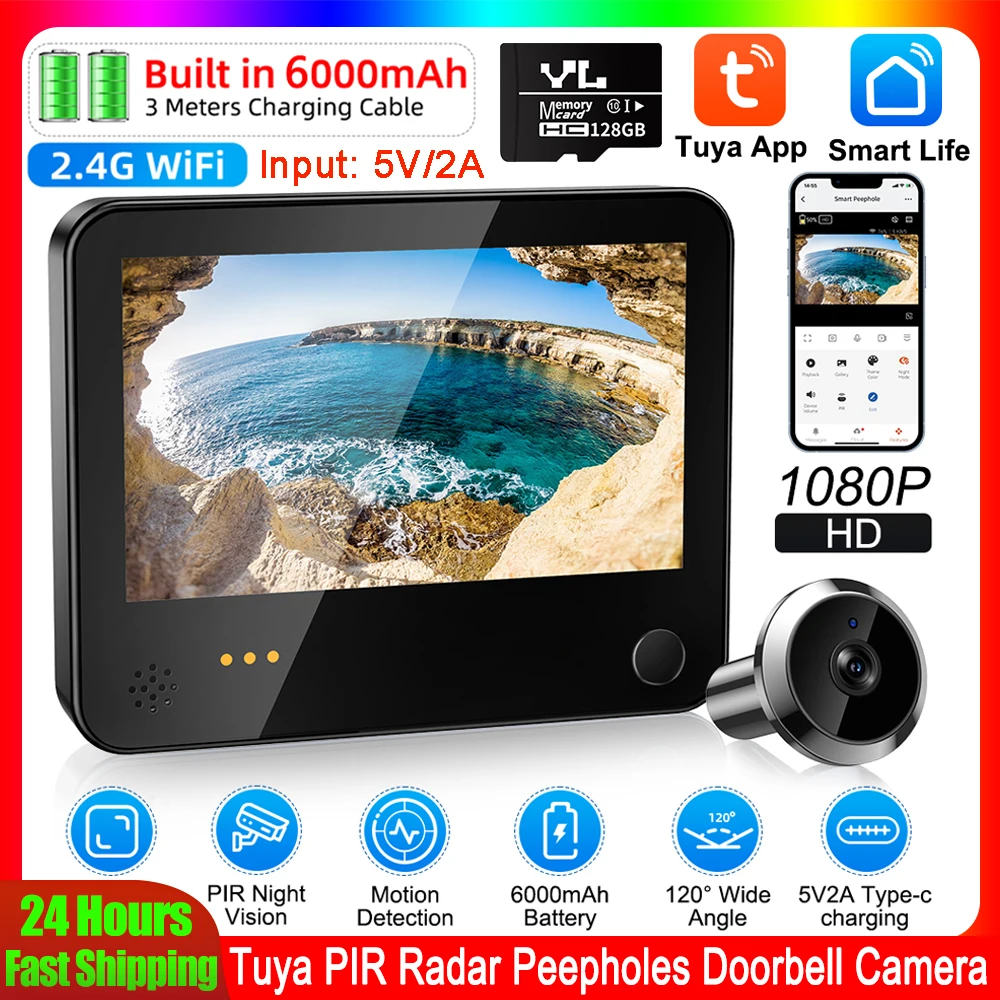 Visor De Mirilla Digital, Cámara De Timbre Con Detección PIR, Pantalla