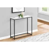 Modern Console Accent Table Entryway Narrow Sofa Living Room Bedroom White Marble Look Laminate Black Metal 2